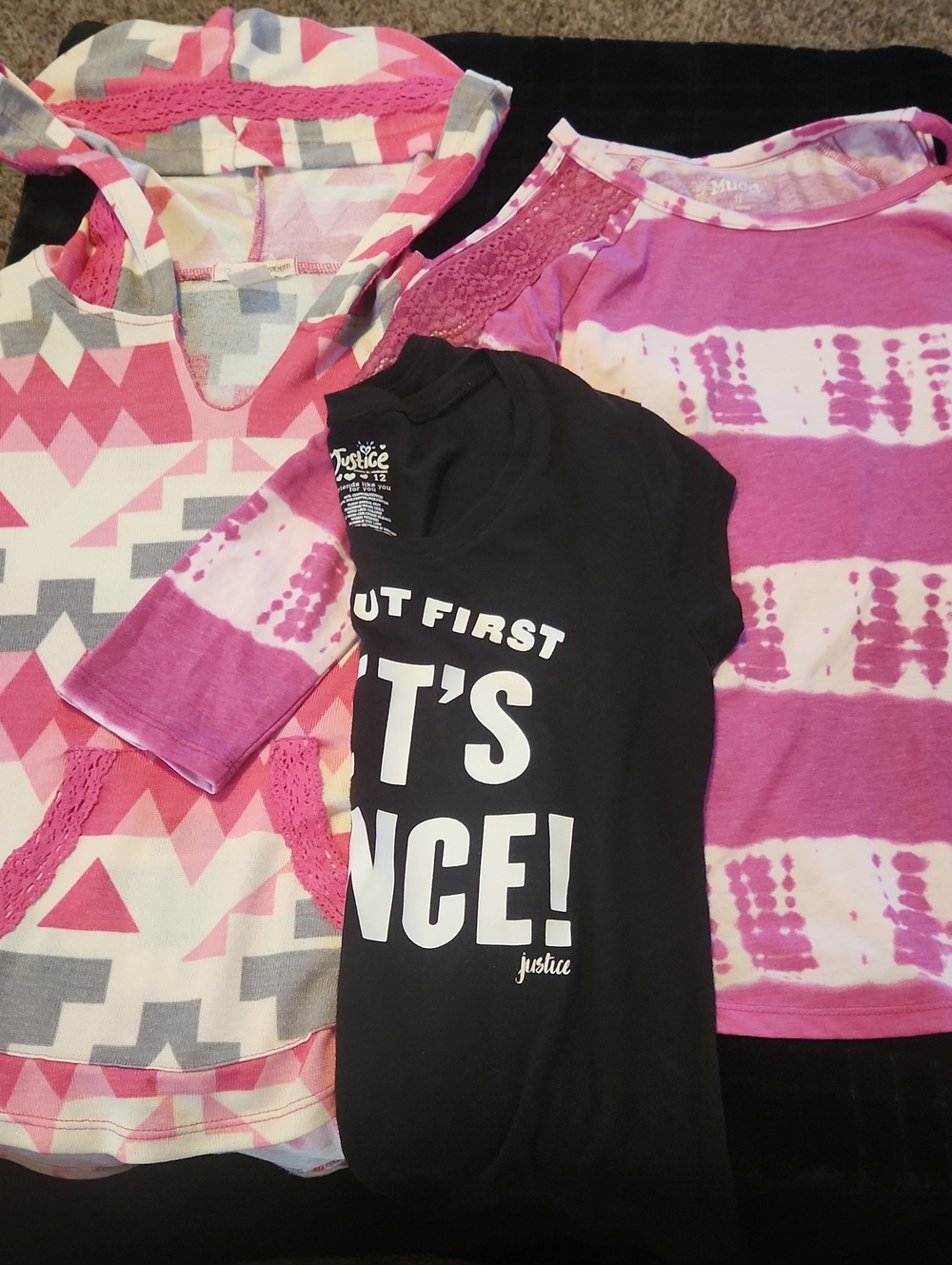 Girls Mixed Tops Bundle - Pink, Purple & Black